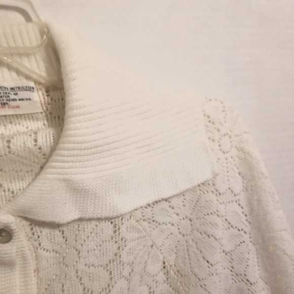 Vintage Fringed White Knit Cape Coverup OS - Picture 11 of 12